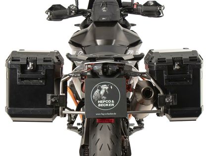 Valise Hepco & Becker Xplorer avec support Cutout - Acier inoxydable/noir