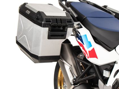 Valise Hepco & Becker Xplorer avec support Cutout - argent/Acier inoxydable