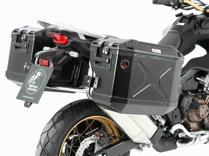 Valise Hepco & Becker Xplorer avec support Cutout - Acier inoxydable/noir