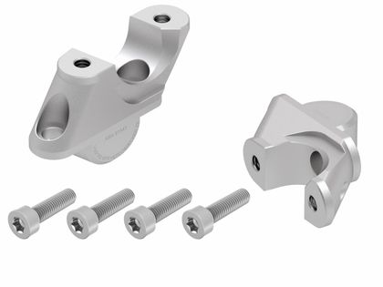 Rehausseur de guidon Hepco & Becker avec déport 30 mm de haut et 21 mm en arrière - argent Ref : HBE05008A / 42456515 00 09 