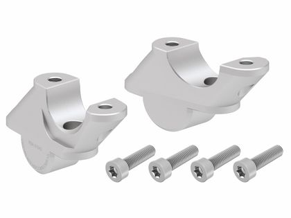 Rehausseur de guidon Hepco & Becker avec déport 30 mm de haut et 21 mm en arrière - argent