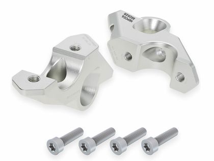 Rehausseur de guidon Hepco & Becker avec déport 30 mm de haut et 33 mm en arrière - argent