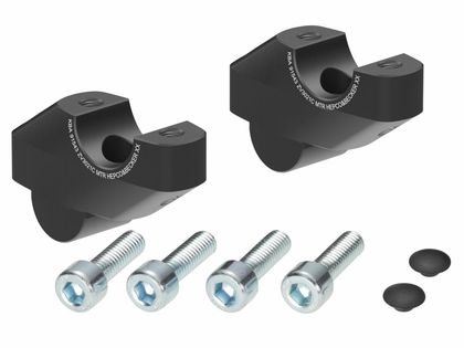 Rehausseur de guidon Hepco & Becker avec déport 30 mm de haut et 21 mm en arrière - noir