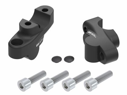 Rehausseur de guidon Hepco & Becker avec déport 30 mm de haut et 21 mm en arrière - noir