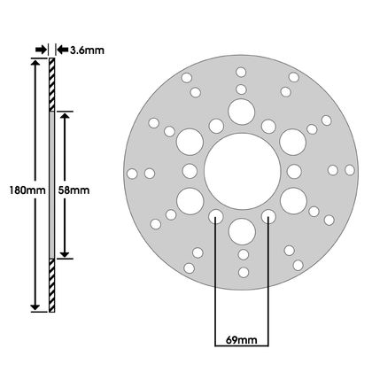 IGM EXT 180mm - INT 58mm - 3 HOLES Round brake disc