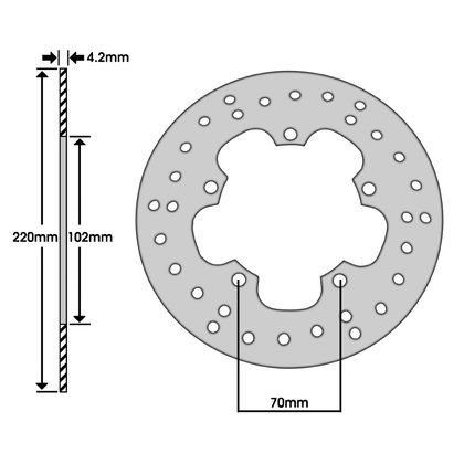 Disque de frein Rond IGM EXT 220mm - INT 102mm - 5 TROUS,VIS DIAM 8