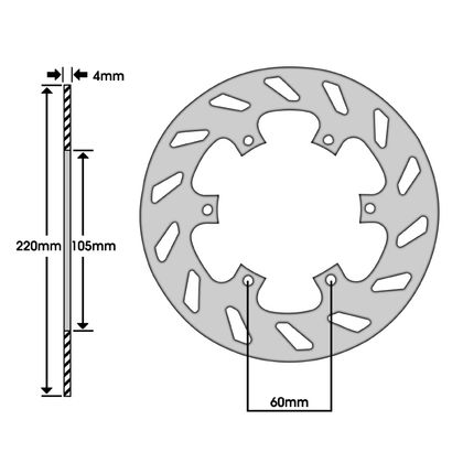 Disque de frein Rond IGM EXT 220mm - INT 105mm - 6 TROUS