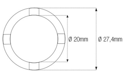 Douille Jmp créneaux bras oscillant chassis Øint 20mm Øext 27,4mm 4 crans Universel