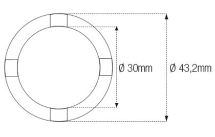 Douille Jmp créneaux bras oscillant chassis Øint 30mm Øext 43,2mm 4 crans Universel