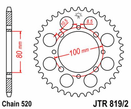 Corona JT. JT 819/2 de acero con 41 dientes