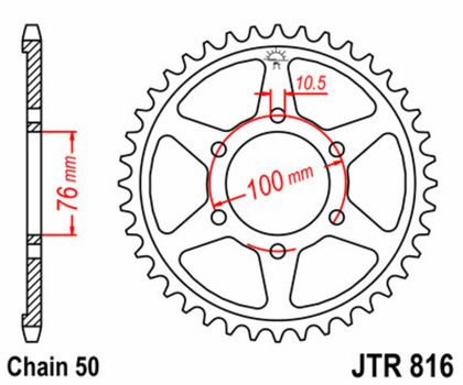 JT. Standard Stahlritzel hinten 816 - 530 Krone