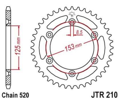 JT. Standard Stahlritzel hinten 210 - 520 Krone Ref : JTC00200A / 1075482006 