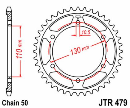 JT. Standard Stahlritzel hinten 479 - 530 Krone