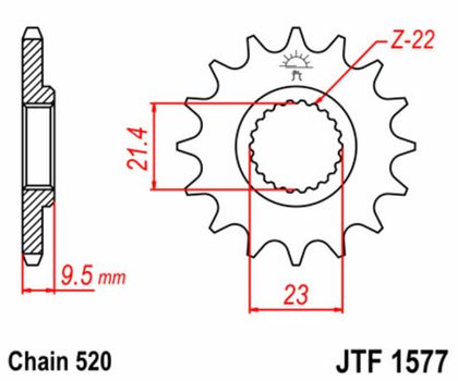 Pignon de sortie de boite JT. acier standard 1577 - 520