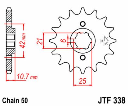 Pignon de sortie de boite JT. acier standard 338 - 530