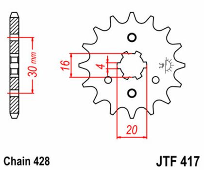 JT. Standard Stahlritzel vorne 417 - 428 Ritzel für den Ausgang des Getriebes