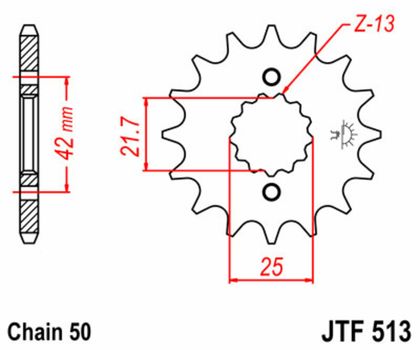 Pignon de sortie de boite JT. acier standard 513 - 530