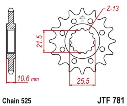 Pignon de sortie de boite JT. acier standard 781 - 525