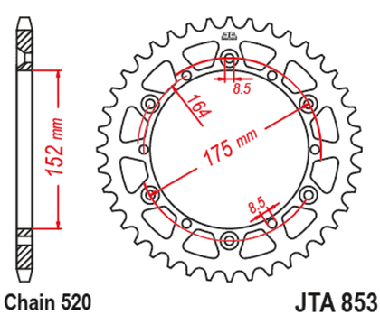 JT. Aluminium Ultra-Light 853 - 520 Crown Ref : JTC00552A / 1096578005 