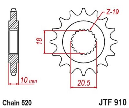 Pignon de sortie de boite JT. acier standard 910 - 520