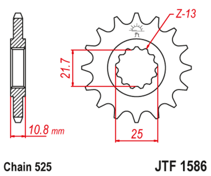 JT. geräuscharmes vorderes Stahlritzel 1586 - 525 Ritzel für den Ausgang des Getriebes Ref : JTC00595A / 1126792002 