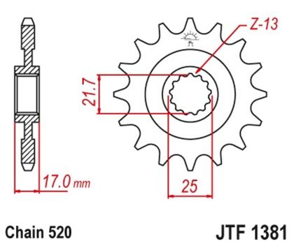 JT. Steel Noise-Free 1381 - 520 Gearbox output pinion