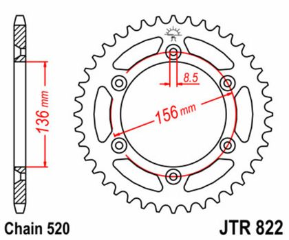 JT. Standard Stahlritzel hinten 822 - 520 Krone
