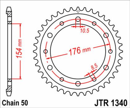 JT. Standard Stahlritzel hinten 1340 - 525 Krone