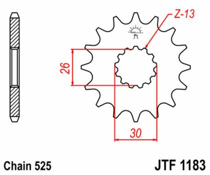 Pignon de sortie de boite JT. acier standard 1183 - 525