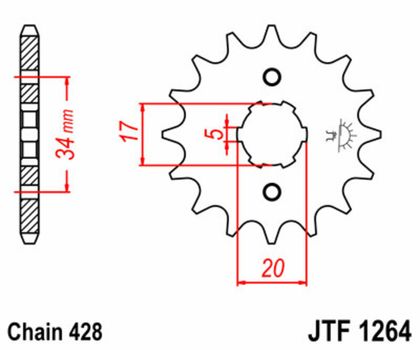 JT. Standard Stahlritzel vorne 1264 - 428 Ritzel für den Ausgang des Getriebes