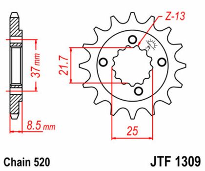 JT. Standard Stahlritzel vorne 1309 - 520 Ritzel für den Ausgang des Getriebes