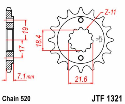 JT. Standard Stahlritzel vorne 1321 - 520 Ritzel für den Ausgang des Getriebes