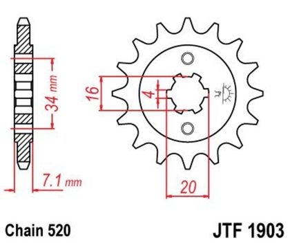 JT. Standard Stahlritzel vorne 1903 - 520 Ritzel für den Ausgang des Getriebes