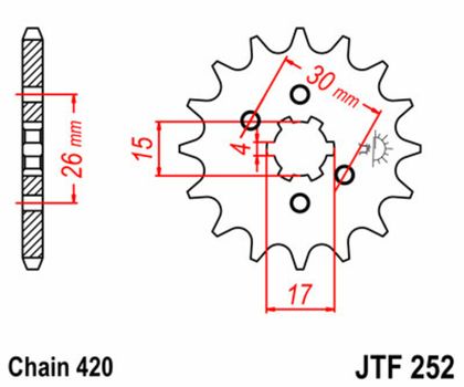 JT. Standard Stahlritzel vorne 252 - 420 Ritzel für den Ausgang des Getriebes