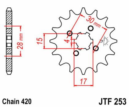 JT. Steel Standard 253 - 420 Gearbox output pinion