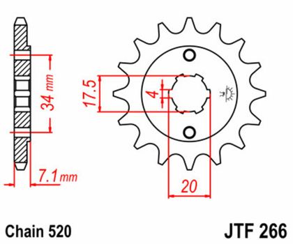 JT. Standard Stahlritzel vorne 266 - 520 Ritzel für den Ausgang des Getriebes