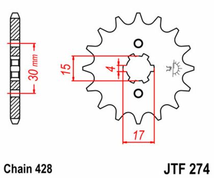 JT. Steel Standard 274 - 428 Gearbox output pinion