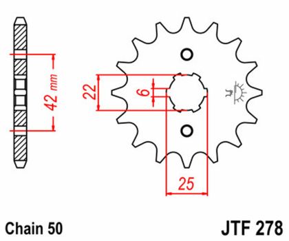 JT. Standard Stahlritzel vorne 278 - 530 Ritzel für den Ausgang des Getriebes