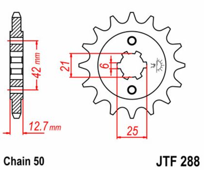 JT. Standard Stahlritzel vorne 288 - 530 Ritzel für den Ausgang des Getriebes
