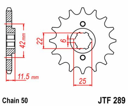 JT. Steel Standard 289 - 530 Gearbox output pinion Ref : JTC01115A / 1077330001 