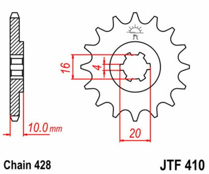 JT. Standard Stahlritzel vorne 410 - 428 Ritzel für den Ausgang des Getriebes
