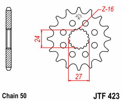 JT. Standard Stahlritzel vorne 423 - 530 Ritzel für den Ausgang des Getriebes