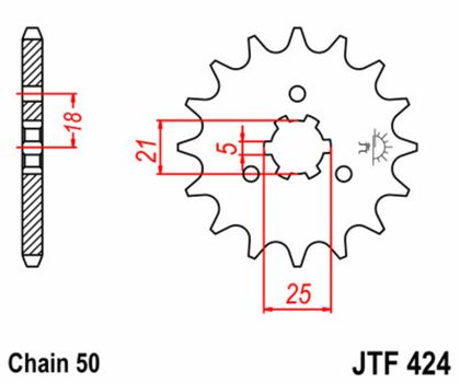 JT. Standard Stahlritzel vorne 424 - 530 Ritzel für den Ausgang des Getriebes