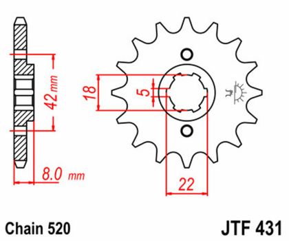 JT. Standard Stahlritzel vorne 431 - 520 Ritzel für den Ausgang des Getriebes