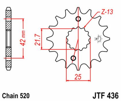 JT. Standard Stahlritzel vorne 436 - 520 Ritzel für den Ausgang des Getriebes