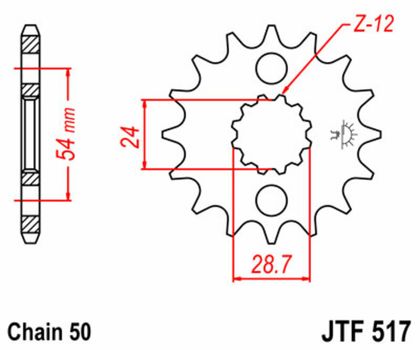 JT. Standard Stahlritzel vorne 517 - 530 Ritzel für den Ausgang des Getriebes