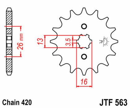 JT. Steel Standard 563 - 420 Gearbox output pinion