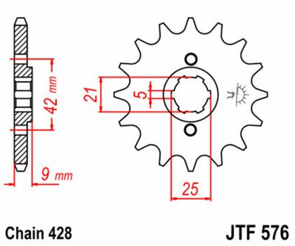 JT. Standard Stahlritzel vorne 576 - 428 Ritzel für den Ausgang des Getriebes