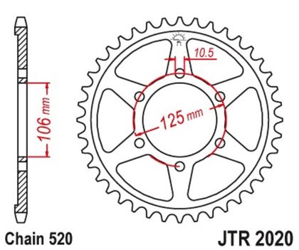 JT. 41 Zähne Stahl Standard 520 Pitch Typ 2020 Krone Ref : JTC01141A / 1096593001 