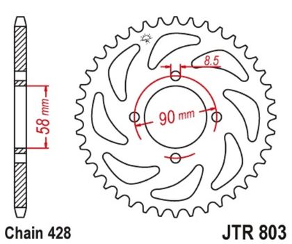 JT. 45 Zähne Stahl Ultra-Leicht Harteloxiert 428 Pitch Typ 428 Krone
